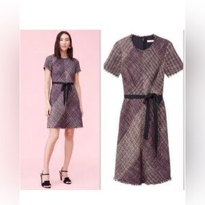 Rebecca Taylor Purple Tweed Mini Dress with Black Belt